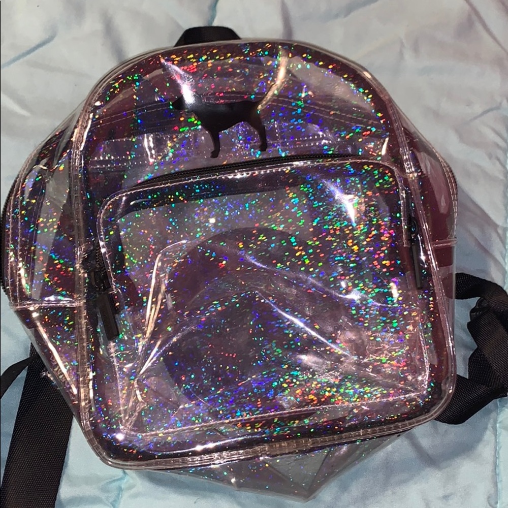 Clear PINK iridescent bag